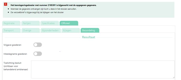 Afbeelding: vanuit Loket Kennisgevingen wordt de kennisgevingsverplichting procedure beëindigd.