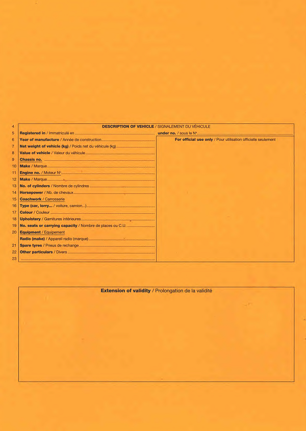 CPD carnet. Binnenkant voorzijde omslag.