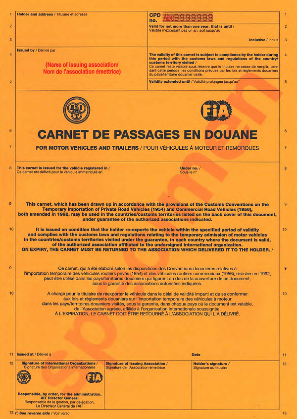 CPD carnet. Voorzijde omslag.