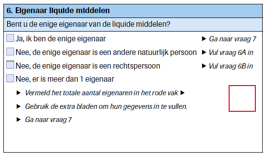 Voorbeeld onderdeel van het aangifteformulier.