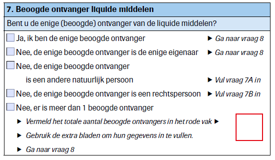Voorbeeld onderdeel van het aangifteformulier.