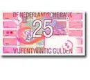 Bankbiljet: Roodborstje
Coupure: 25
Datum tekening: 5 april 1989
Datum uitgifte: 27 maart 1990
Buiten omloop gesteld: van 1 januari 2002 tot 28 januari 2002
Laatste inleverdatum: 1 januari 2032